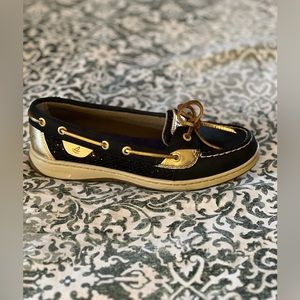 Sperry Angelfish Black Glitter Size 7M